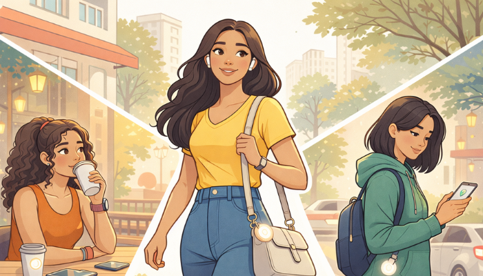 A calm, positive scene showing everyday safety habits becoming instinctive through small daily actions