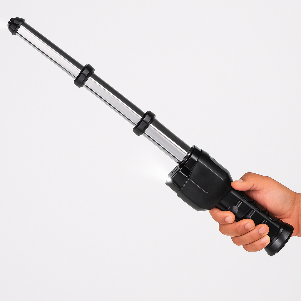 StrikeBolt Rechargeable Stun Baton with Flashlight & Alarm