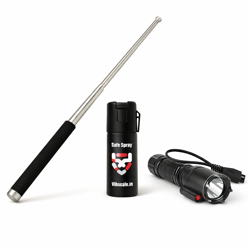 VibeSafe Combo – Laser Pocket Bolt, Pepper Spray & Instinct Baton