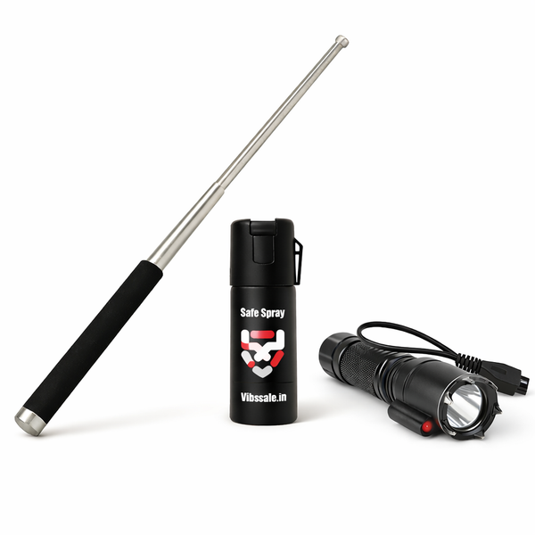 VibeSafe Combo – Laser Pocket Bolt, Pepper Spray & Instinct Baton