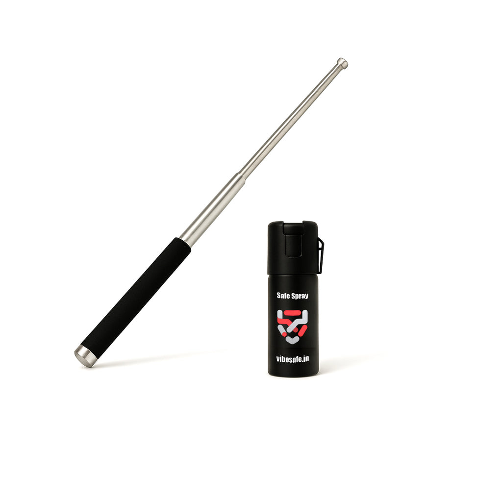 Vibesafe Combo - Pepper Spray + Steel Baton