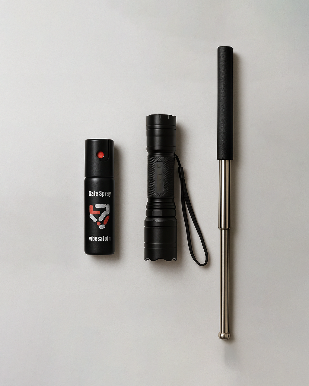 VibeSafe Combo Pepper Spray, Pocket Bolt & Instinct Steel Baton