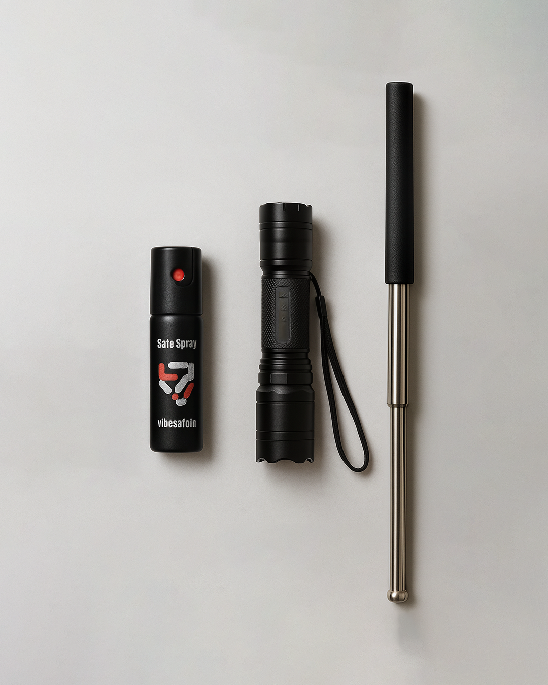 VibeSafe Combo Pepper Spray, Pocket Bolt & Instinct Steel Baton